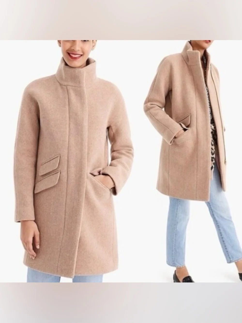 Jcrew SIZE 6 Cocoon coat in Italian Staidum cloth wool blend in beige - Picture 2 of 7
